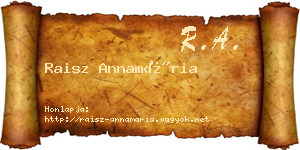 Raisz Annamária névjegykártya